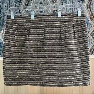 Mossimo Tweed Metallic Shimmer Striped Mini Skirt Black/Cream/Lime Green Size 16